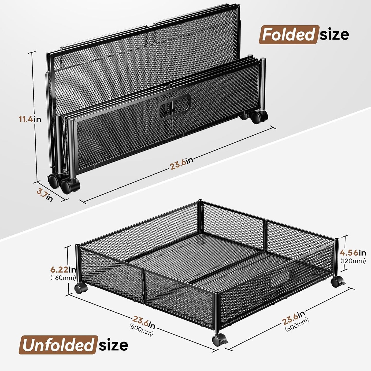 Under Bed Storage, Under the Bed Storage Containers with Wheels, Under Bed Shoe Storage Organizer Drawer for Bedroom Clothes Shoes Blankets -2Pack