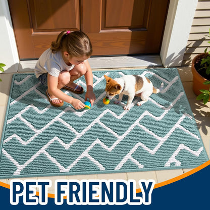 OLANLY Front Door Mat, Non-Slip Rubber Backing, Dirt Resistant and Absorbent, Washable, Easy to Clean Low-Profile Indoor Doormat for Back Door, Entryway, Inside Entrance, 32x20, Grey