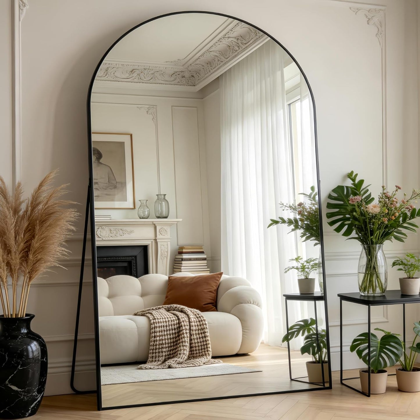 Prywot Arched Full Length Mirror, 70"x26" Free Standing Floor Mirror, Modern Full Body Mirrors with Stand, Wall Mirrors with Aluminum Alloy Frame for Bedroom,Living Room, Gold