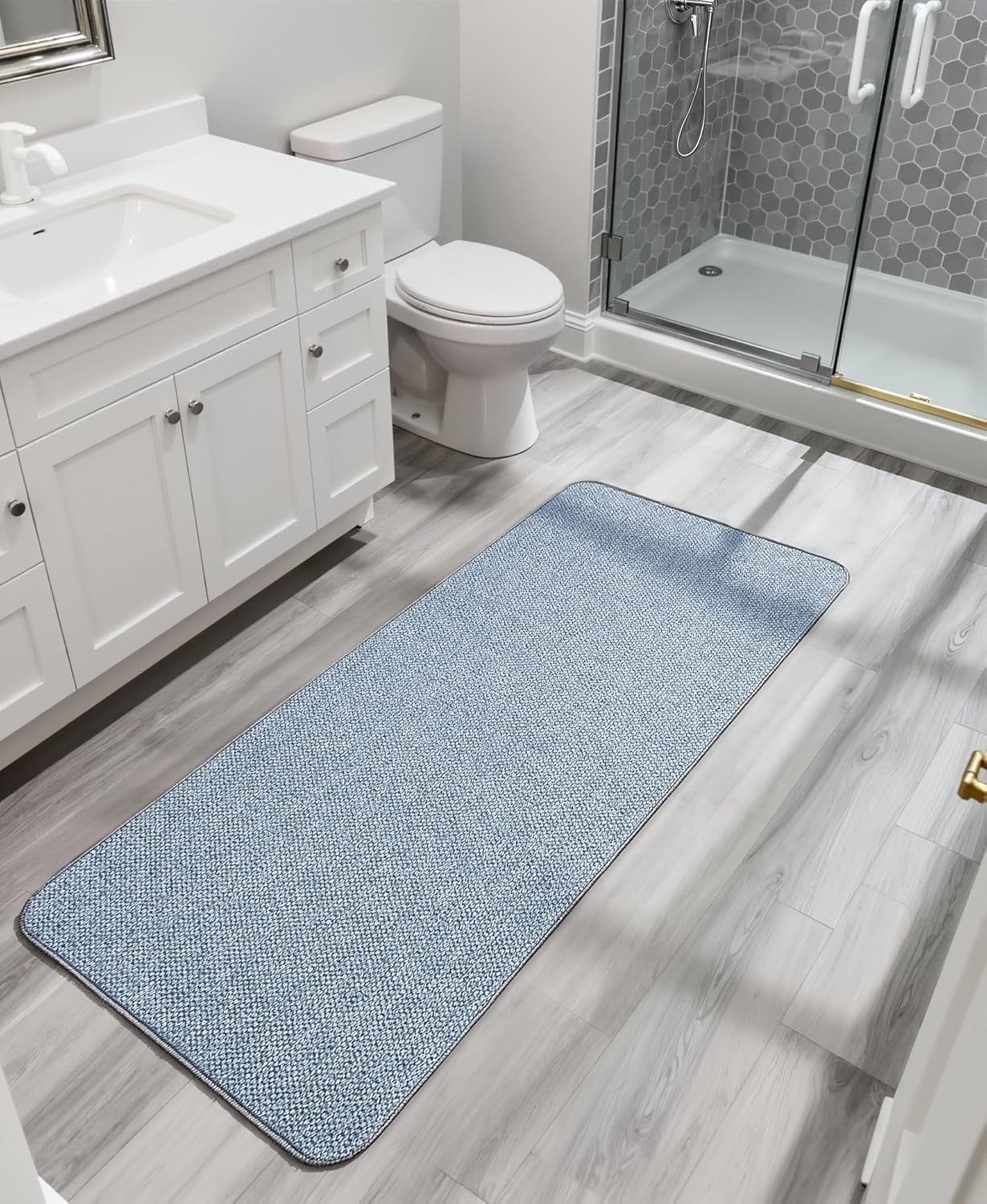 Bath Mat,Ultra Thin Bathroom Rugs,Rubber Bath Mats for Bathroom,No Slip Bath Rugs,Quick Dry,Machine Washable,Low Pile,Absorbent,Shower Outside,Sink,Home Decor Accessories.Grey,1'5"x2'3"(17x27Inch)