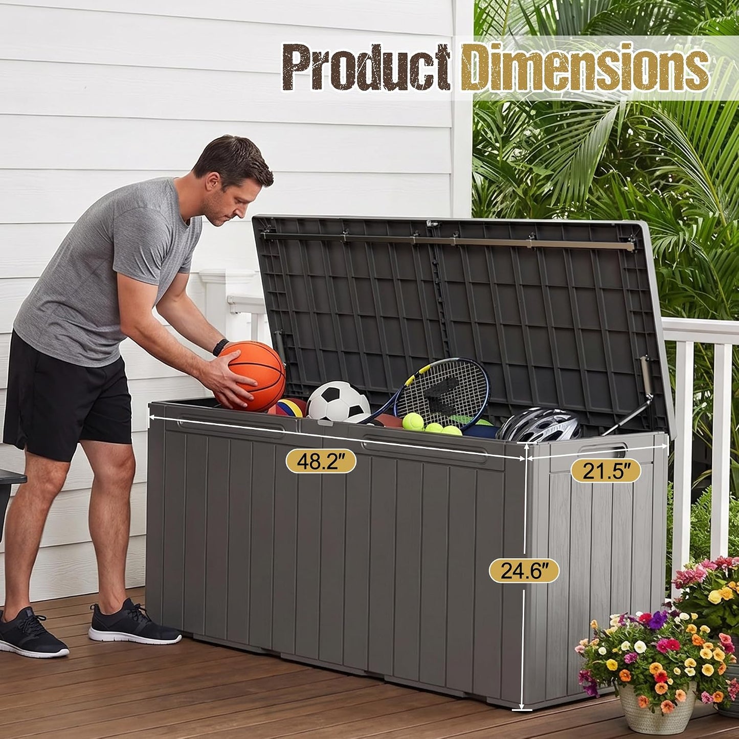 32 Gallon Deck Box Outdoor Indoor Waterproof Storage Box for Patio Furniture, Pool Accessories, Garden Tools, and Cushion Storage, Black