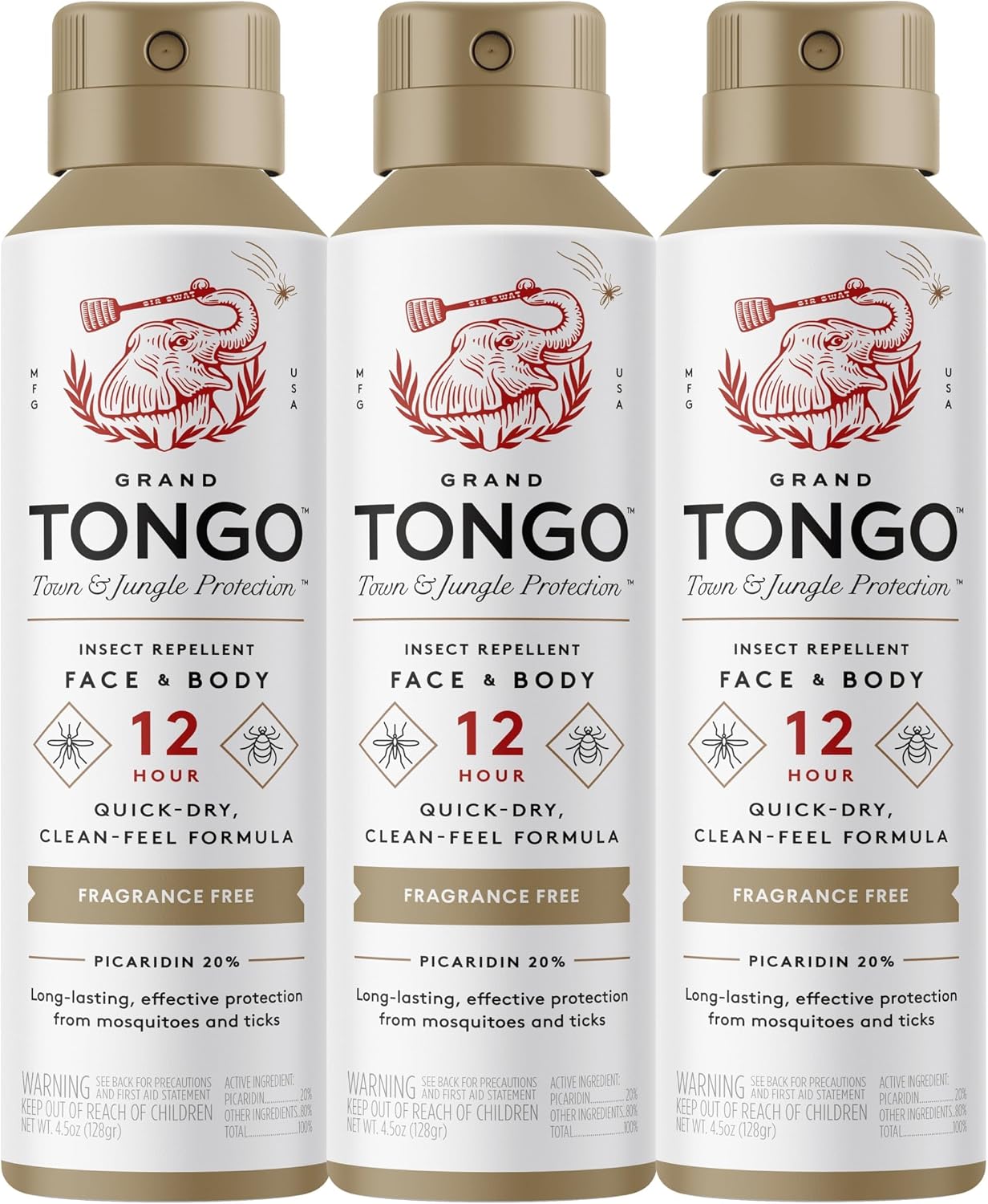 Grand Tongo DEET-Free Insect Repellent, The 12 Hour Protection, DEET Alternative – Fragrance Free