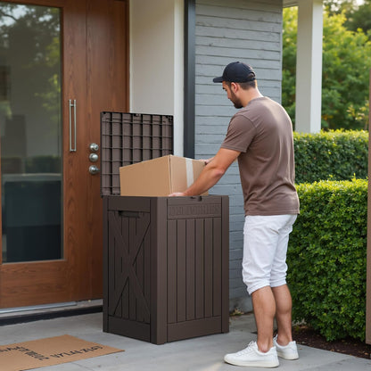 Greesum 31 Gallon Resin Deck Box All Weather Outdoor Storage Boxes for Patio Furniture Set,Outdoor Toys,Garden Tools,Black