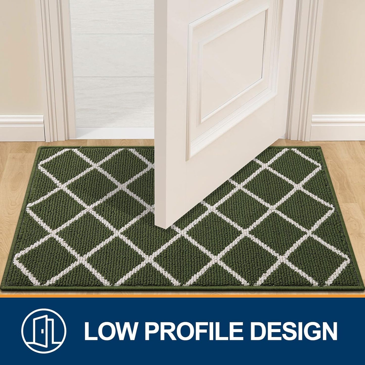 Finchitty Indoor Door Mat, Dirt Resistant and Absorbent, Low-Profile, Non-Slip, Washable Inside Floor Mats for Front Door, Back, and Entrance, 32" x 20", Grey