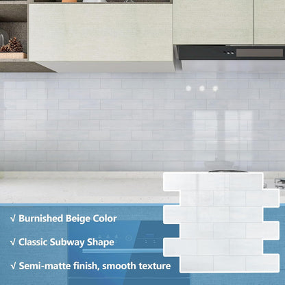 2026 New Upgrade Peel and Stick Backsplash Tile, Peel and Stick 11.34" X 11.57" Wall Tile for Kitchen, Bathroom, Fireplace, Laundry (Beige Ecru, 10 Packs)