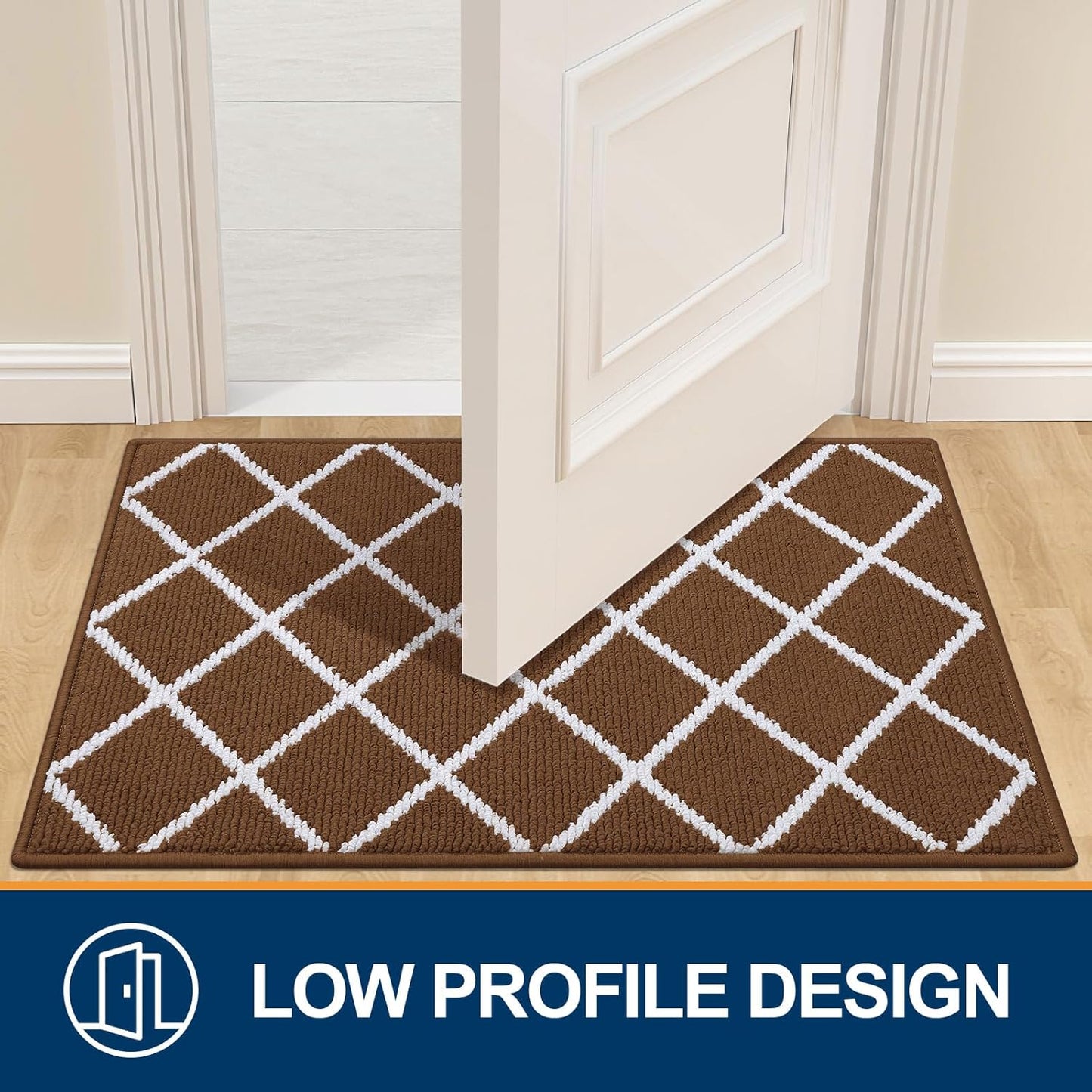 Finchitty Indoor Door Mat, Dirt Resistant and Absorbent, Low-Profile, Non-Slip, Washable Inside Floor Mats for Front Door, Back, and Entrance, 32" x 20", Grey
