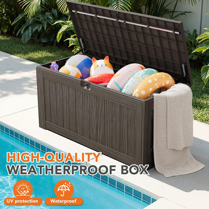 32 Gallon Deck Box Outdoor Indoor Waterproof Storage Box for Patio Furniture, Pool Accessories, Garden Tools, and Cushion Storage, Black