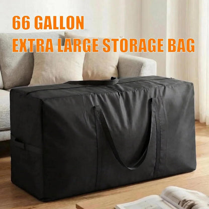 66 Gallon Extra Large Storage Bags, XXL Moving Bags with Zippers & Side Handles, Jumbo Big Storage Totes for Moving & Space-Saving Organization (Black, 66 Gallon, 1 Pack)