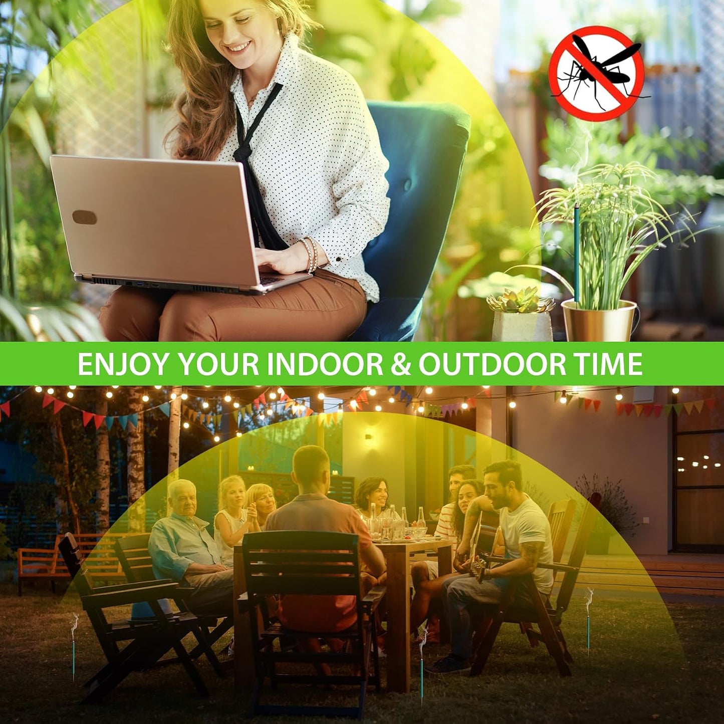 BugBai® Mosquito Repellent Outdoor Patio, 240 PCS Natural Plant-Based Citronella Oil Incense Sticks Indoor Home Pet Family Safe, DEET Free Bug Insect Control Repellent for Yard Garden Camping Fishing