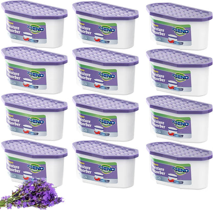 Ksend Moisture Absorbers, 12 Pack, Compact Dehumidifier for Closet, Efficient Humidity Absorber Boxes, Moisture Absorber for Closet, Odor Eliminator with Fragrance Free, Blue, 6.4oz, 300ml
