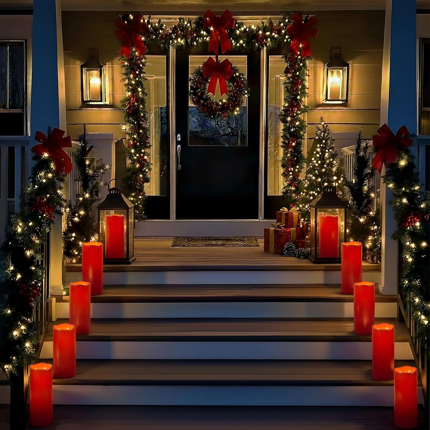 Homemory 6" 8" 10" x 4" Waterproof Outdoor Flameless Candles, Battery Operated Flickering LED Pillar Candles with Remote and Timers for Indoor, Plastic, Ivory White