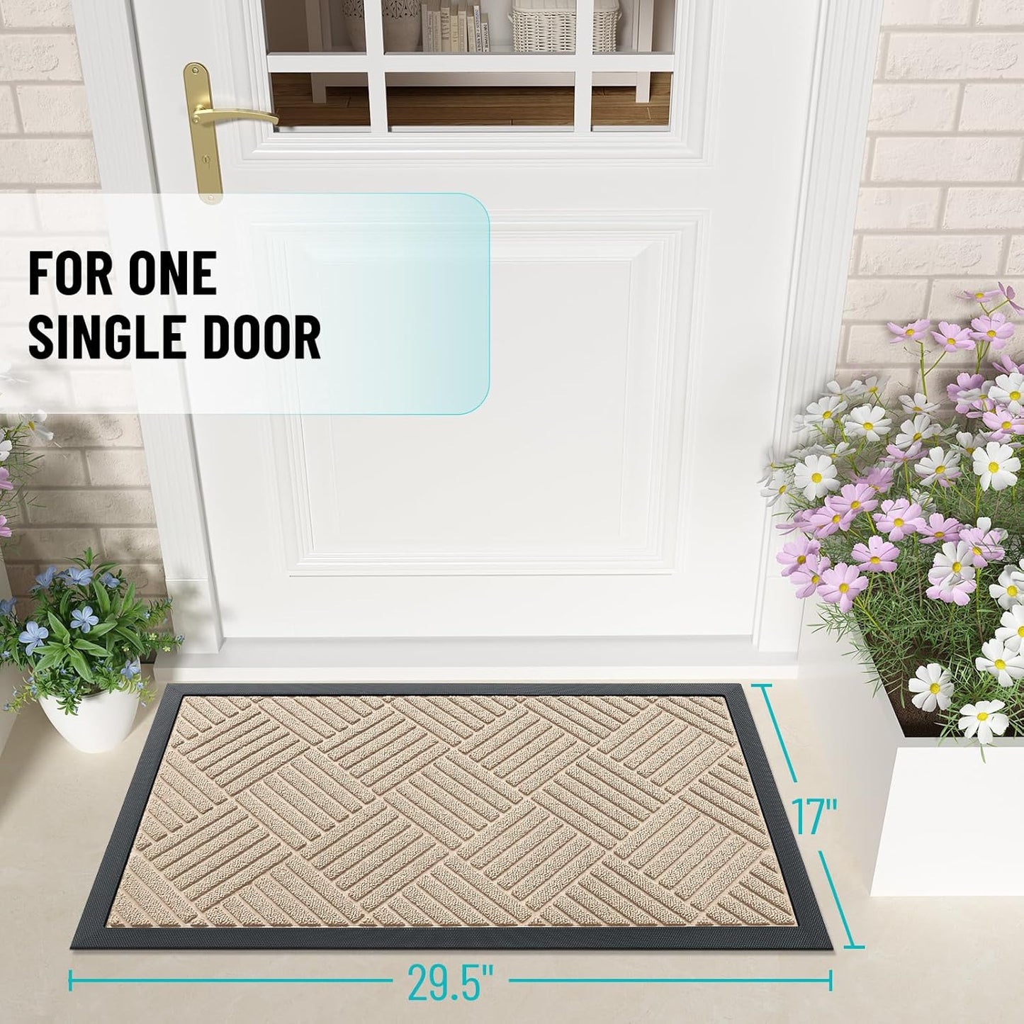 OLANLY Front Door Mat Outside Entrance 29.5x17, Absorbent, Heavy Duty Sturdy Natural Rubber Doormat Indoor Outdoor, Stain and Fade Resistant, Non-Slip Low Profile Floor Mat for Entryway, Grey Diamond