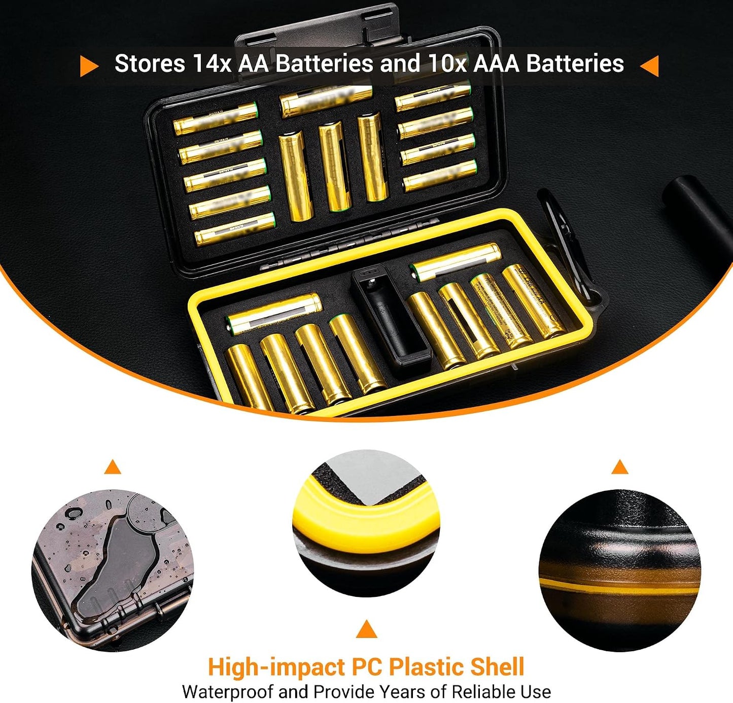 24 Slots CR2 CR123 CR123A Lithium Battery Organizer Case, IP67 Waterproof Hard Case for CR17345/CR16340/CR18350/CR15270(CR2) Explosionproof Batteries Storage Holder for Household Outdoor Camping
