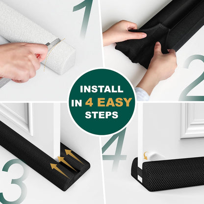 HADOR 30 Inches Door Draft Stopper - 24"-30" Adjustable, Seals 0.5"-1.7" Gaps | Blocks Drafts/Noise/Pet Hair | No Permanent Adhesive, Machine Washable, Grey