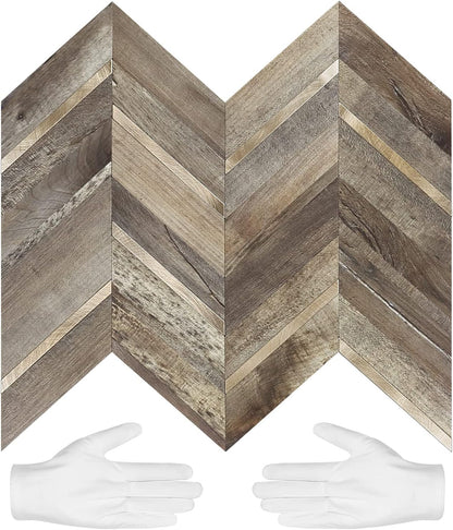 STICKGOO 10-Sheet Herringbone Tile Peel and Stick Backsplash, Beige Mixed Metal Gold PVC Stick on Backsplash, Self Adhesive Wall Tile for Kitchen and Bathroom
