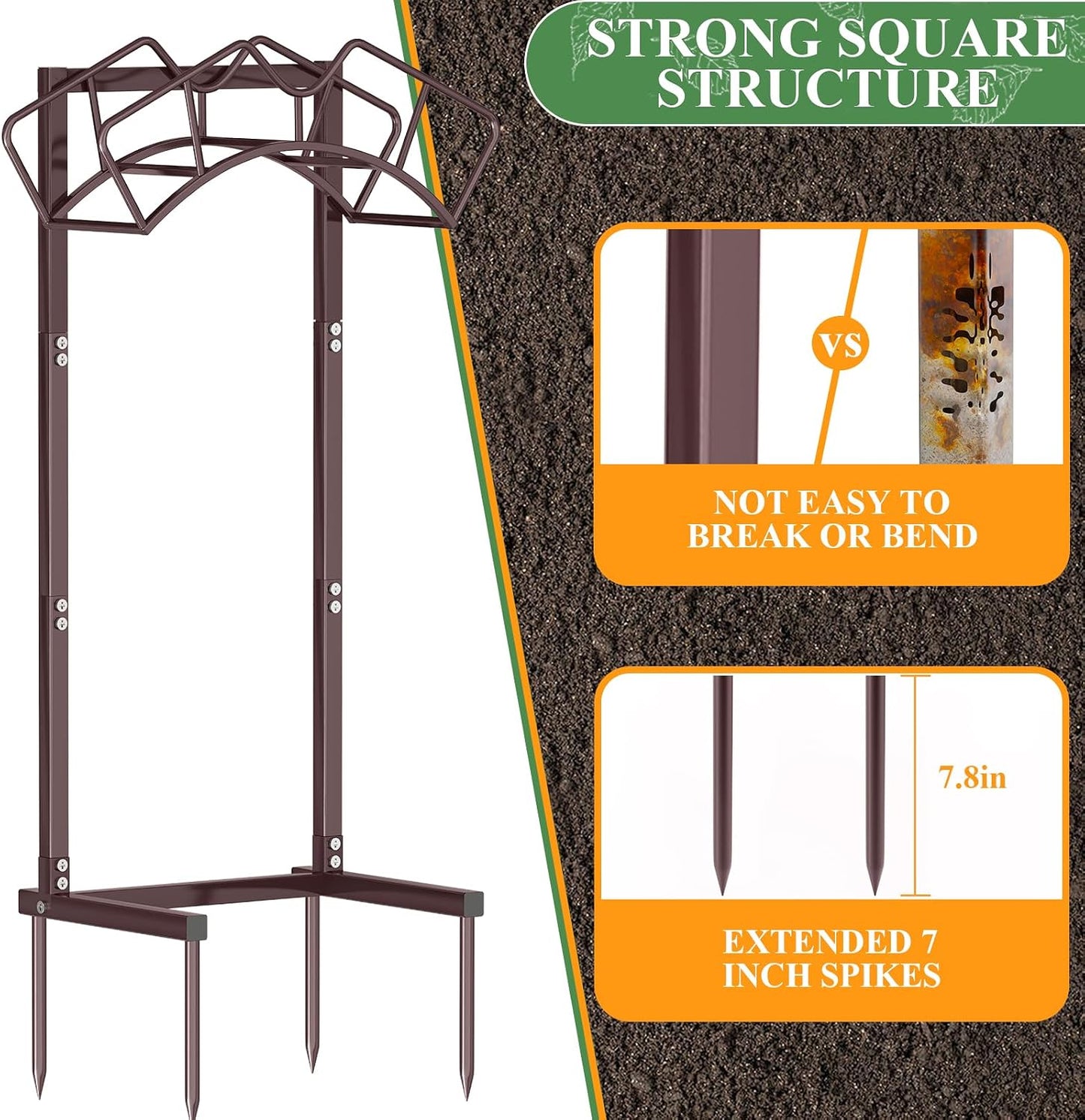Qatsrin Super Stable Garden Hose Holder, Detachable Water Hose Holders Stand Holds 160-Feet Freestanding Hose Storage Hanger Rack for Outside Yard Lawn Farm (Black)