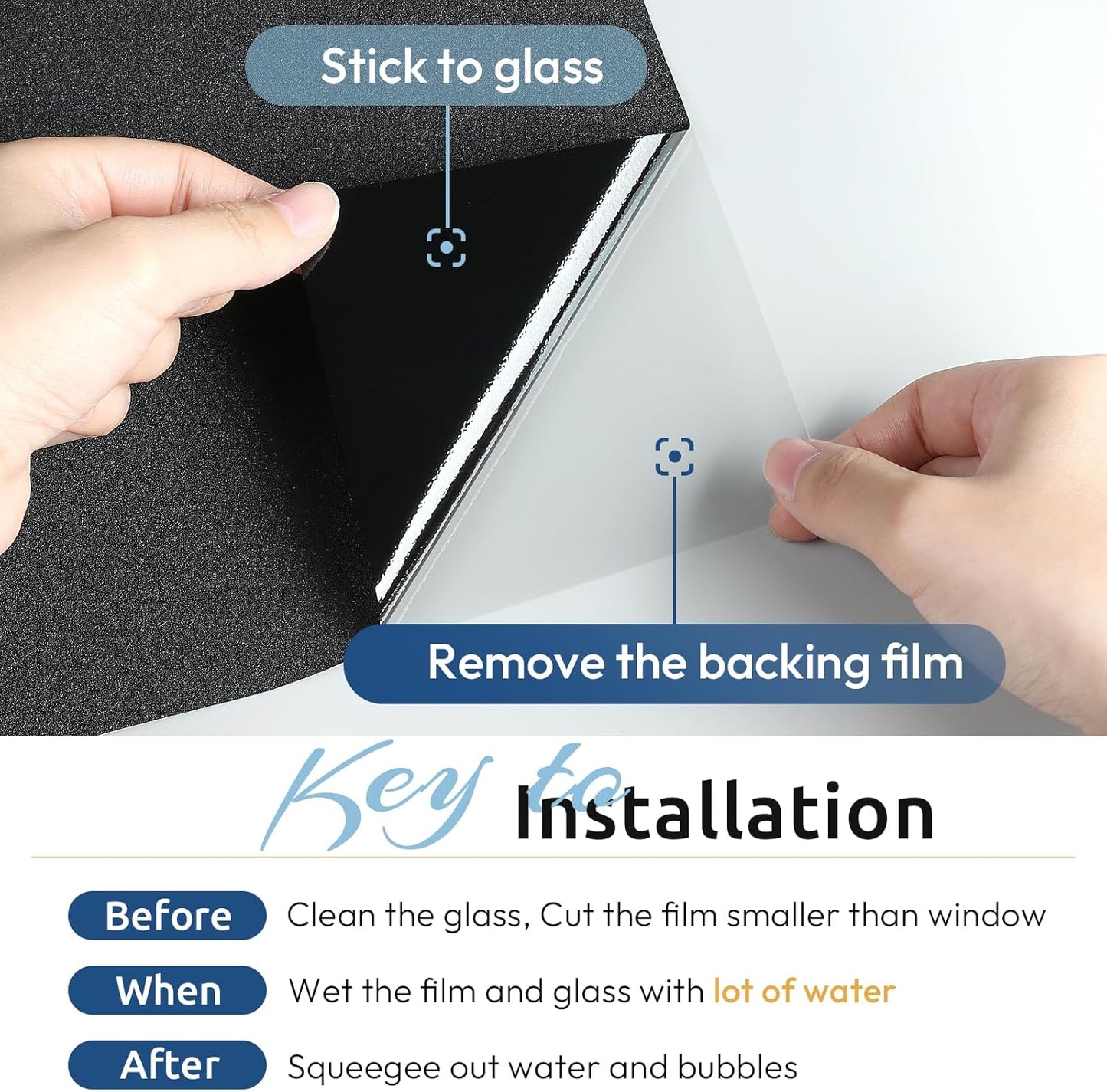 rabbitgoo Window Privacy Film, Frosted Glass Window Clings, Static Cling UV Heat Blocking Door Stickers for Home Bathroom, Removable Indoor Decal Coverings Day and Night, Pure, 17.5 x 78.7 Inches