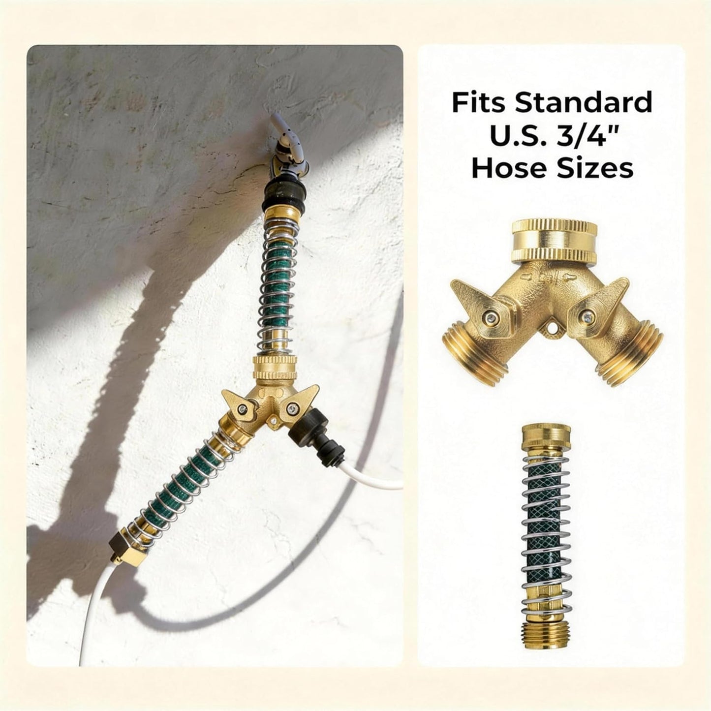 ‌VANCOCO 2 Way Garden Hose Splitter, 3/4" Heavy Duty Solid Brass Hose Y Splitter With 2 Shut-off for Outdoor Faucet & Garden Hose