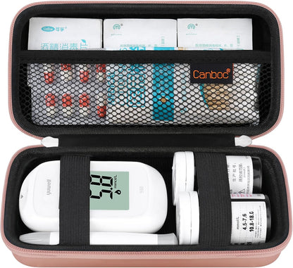 Canboc Diabetic Supplies Case, Carrying Organizer for Glucose Meter, Lancing Device, Blood Sugar Test Strips, Lancets, Insulin Pens, Alcohol Wipe and Other Diabetes Care Accessories, Rose Gold