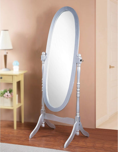 GTU Furniture Swivel Adjustable Full-Length Oval Wood Cheval Stand Floor Mirror(Pink)