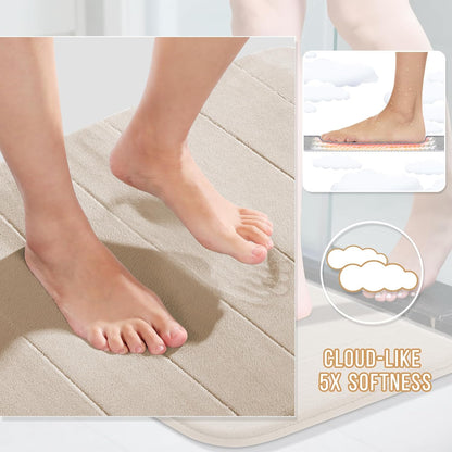 Yimobra Memory Foam Bath Mat, Super Soft Absorbent Bathroom Rug Non Slip, Quick Dry, Machine Washable Floor Carpet for Tub Shower, Home Decor Accessories, 24x17, Grey