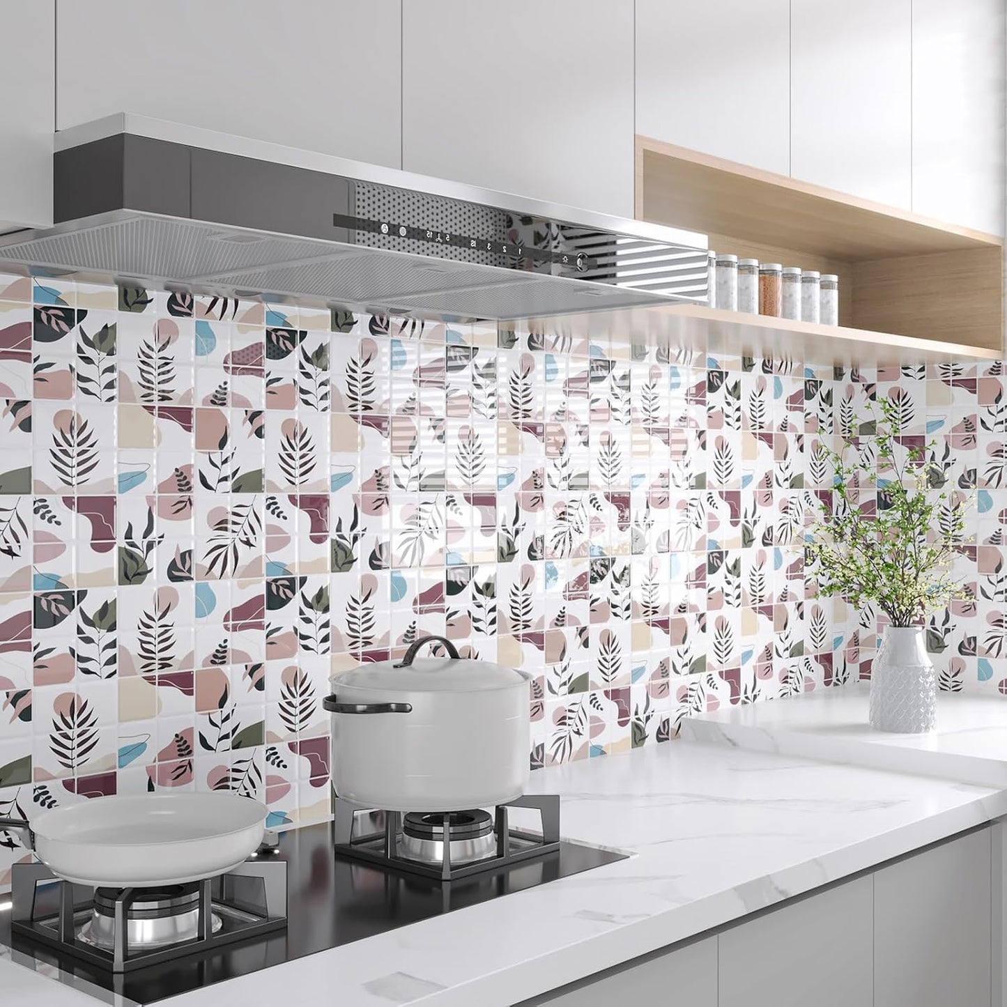 CHIHUT 6 Sheets 12"x12" Glossy Grey Concrete Checkered Peel and Stick Backsplash Tiles Waterproof Heat Resistant Self Adhesive Vinyl Wall Tiles for Kitchen Bathroom Laundry Room Renter Friendly Tiles