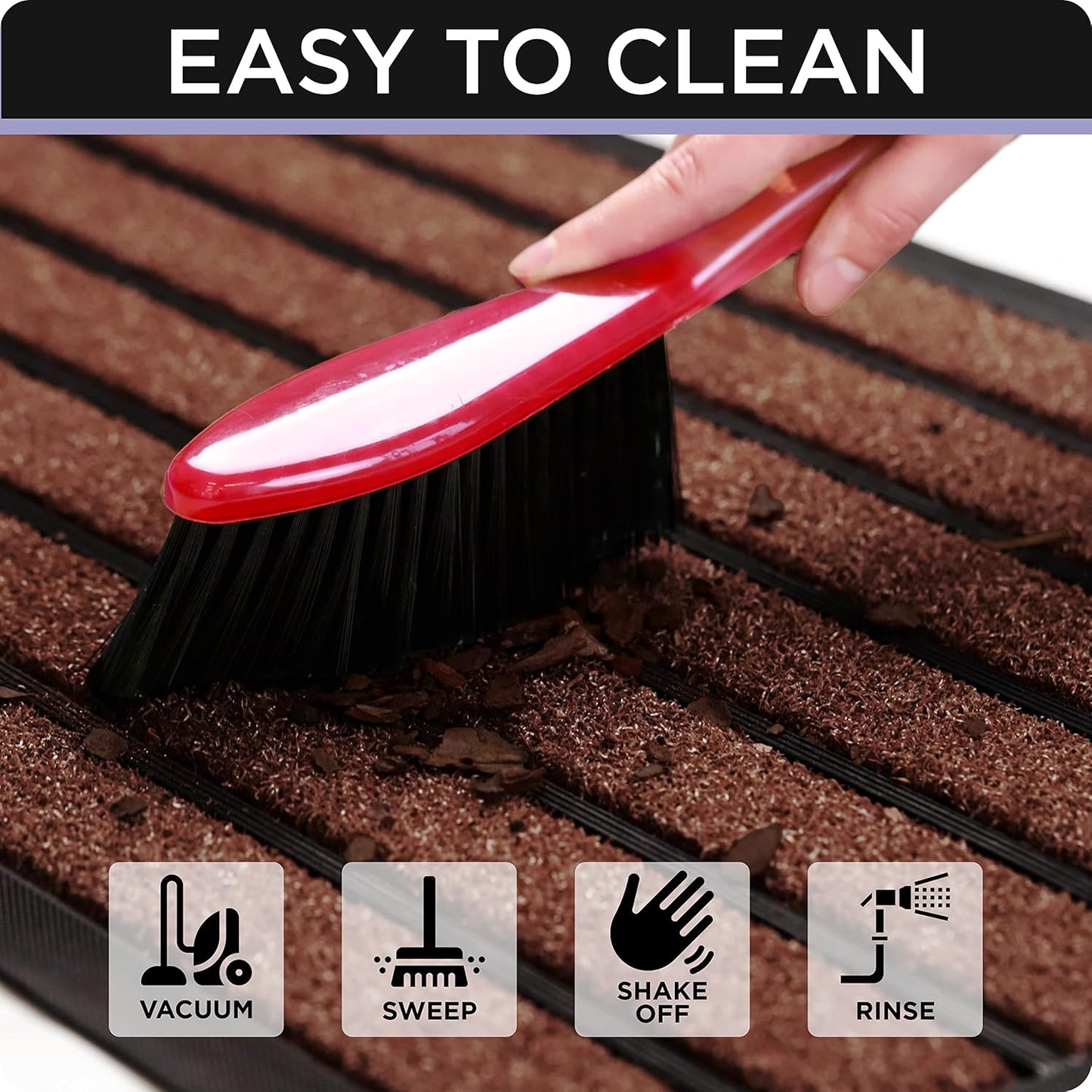 ubdyo Extra Durable Door Mat - Dirt Trapping Outdoor Welcome Mats - Non-Slip Outdoor Indoor Entrance - Low Profile Front Doormat (30" x 17", Bright Brown)