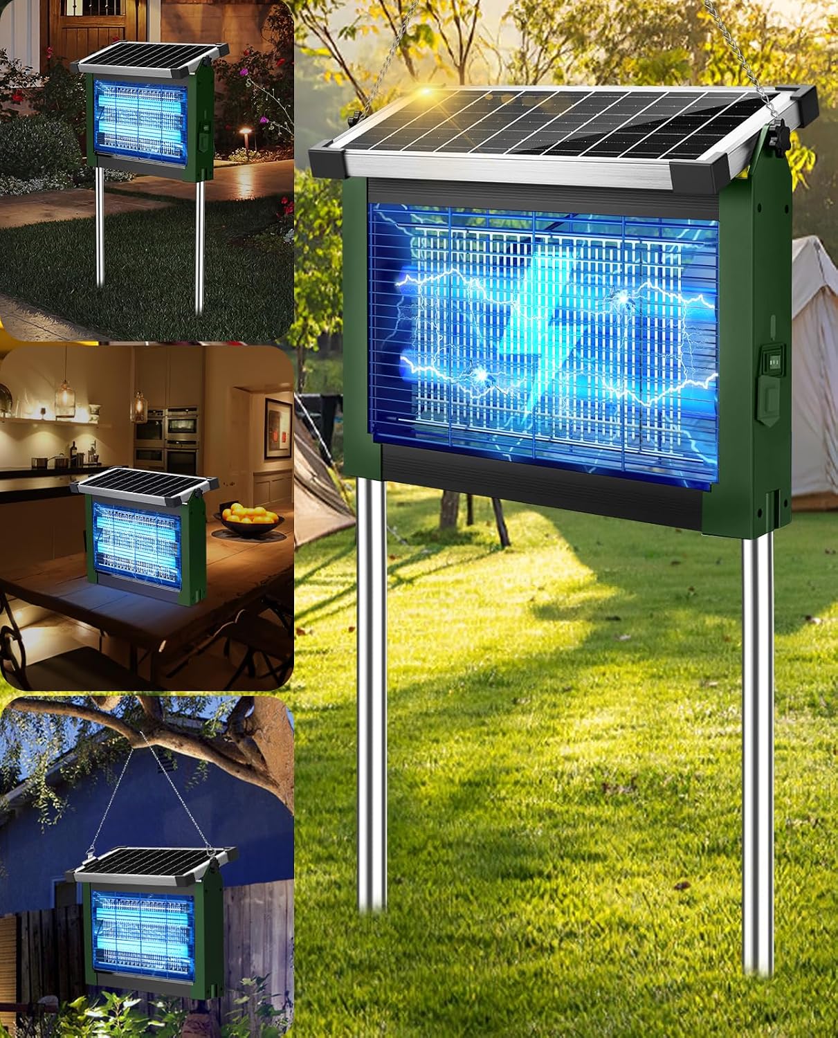 Solar Bug Zapper Outdoor, PhatroyYee Mosquito Zapper 4500V, Waterproof Portable Fly Zapper, Rechargeable Electric Mosquito Killer, Cordless Fly Insect Mosquitos Trap for Patio Yard Home Garden Camping