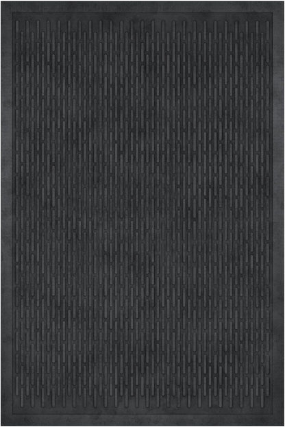 Ottomanson Waterproof Rubber Outdoor Doormat – Heavy-Duty Non-Slip Rubber Floor Mat with Ridge Scraper Pattern, All-Weather Front Door Entry Mat for Mud & Dirt Control – 18" x 30", Black