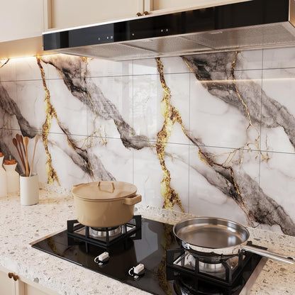 10pcs Peel and Stick Tile Shower Waterproof Marble Tiles Wall Panels, 11.8"x11.8" Self-Adhesive Backsplash Tile, PVC Wall Panels Shower Tiles for Home Bathroom, Kitchen, Living Room Blue