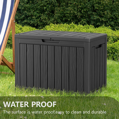 230 Gallon Large Outdoor Storage Box Waterproof, UV Resistant Resin Deck Box with Hydraulic Rod & Lockable Latch for Patio Furniture, Outside Storage Box for Garden Tools, Patio Cushions, Black