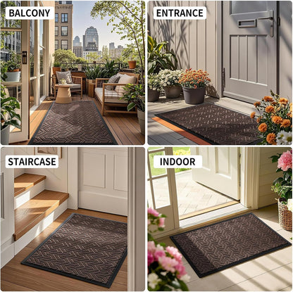 Yimobra Front Door Mat Outside Entrance 29.5x17, Waterproof Heavy Duty Outdoor Mats for Front Door, Non Slip Rubber Entry Mat for Garage Patio Indoor, Grey