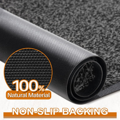 Mibao Front Door Mat, Dirt Trapper Welcome Mat for Outdoor Indoor, Non-Slip Waterproof Doormat, Durable Machine Washable Low Profile Entry Rug for Back Door Outside Patio Porch, 29.5" x 17", Grey