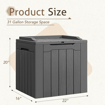 Flamaker Outdoor Storage Box 80 Gallon Resin Waterproof Deck Box Delivery Box with Wood Texture Large Storage Bin for Patio Cushions, (Grey)