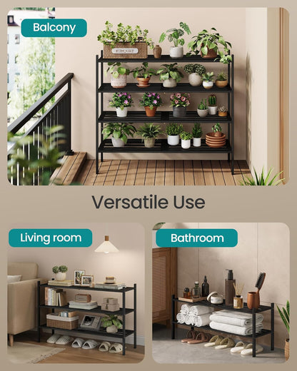 SONGMICS Bamboo Shoe Rack for Closet, Stackable Shoe Oragnizer with Modular Structure, Space-Saving Free Standing Shelf for Entryway Bedroom, 2-Tier, Holds 9-12 Pairs, Natural Color ULBS052YL01