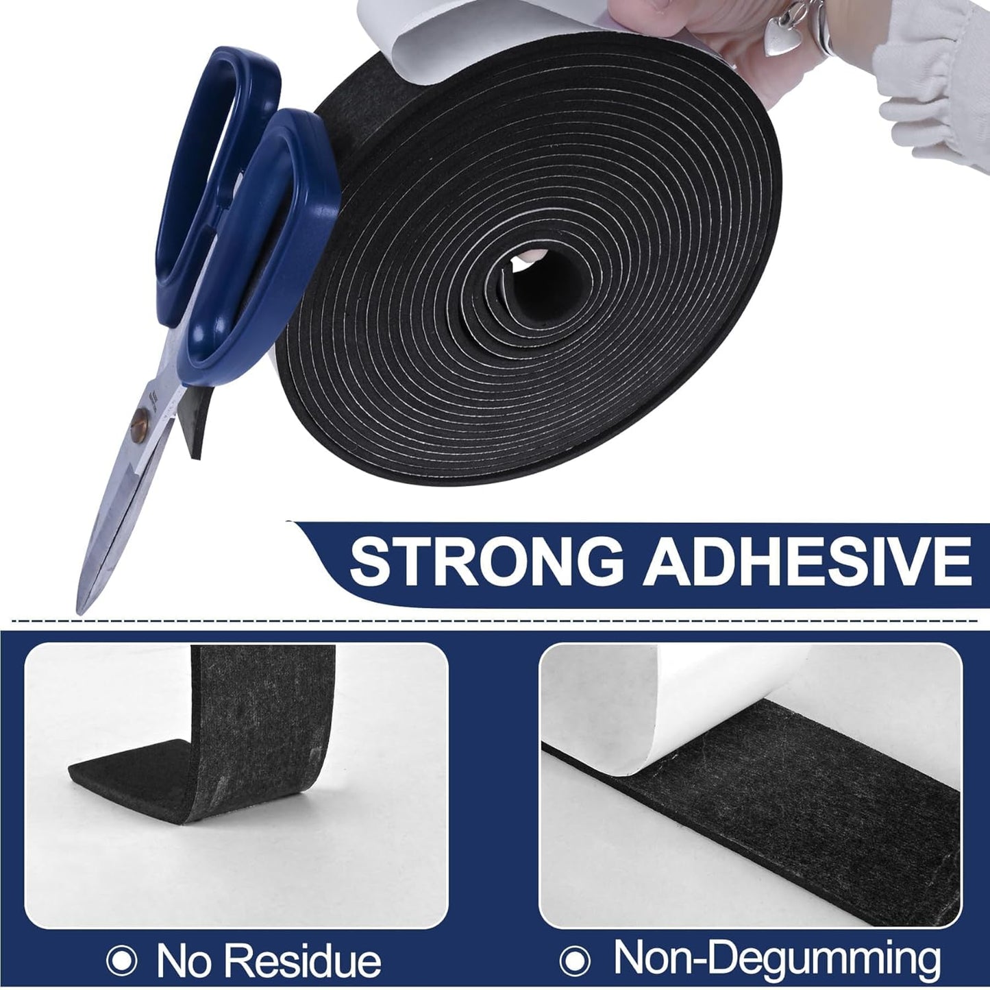 66Ft Foam Tapes Self Adhesive Foam Seal Strips 1/2In x 1/8In x 33.1Ft Each Roll Weatherstrips High Resilience Weather Stripping Door Seals for Door Soundproofing, Window Insulation (2R, White)