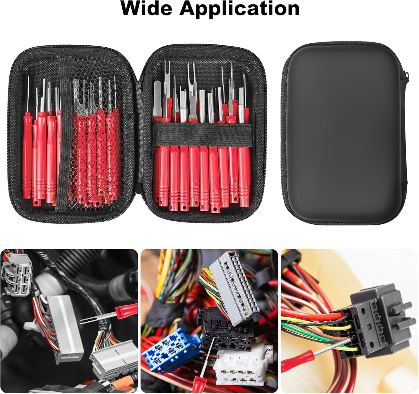 Terminal Pin Removal Tool Kit 82 Pcs Depinning Electrical Connector Pin Extractor Tool Set Wire Terminal Release for Automotive Car Household Devices - Black