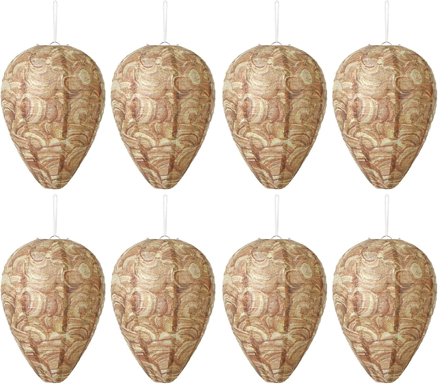DECYOOL 8 Pack Paper Wasp Nest Decoy Hanging Wasp Deterrent for Wasps Hornets Yellow Jackets