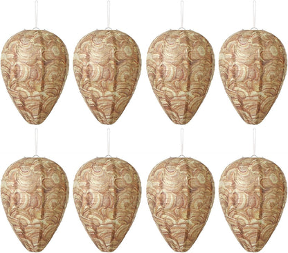 DECYOOL 8 Pack Paper Wasp Nest Decoy Hanging Wasp Deterrent for Wasps Hornets Yellow Jackets