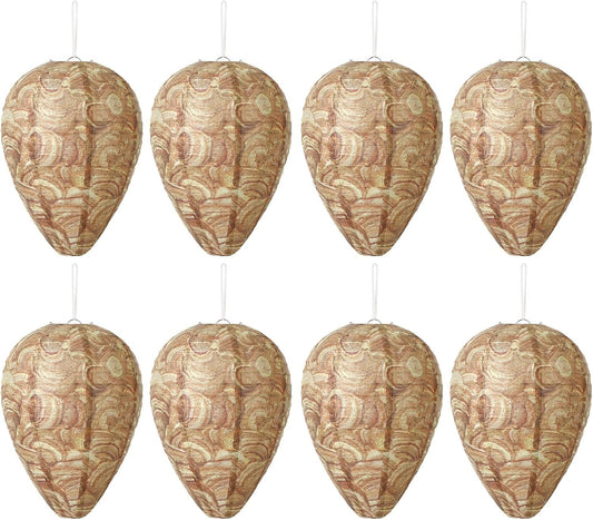 DECYOOL 8 Pack Paper Wasp Nest Decoy Hanging Wasp Deterrent for Wasps Hornets Yellow Jackets
