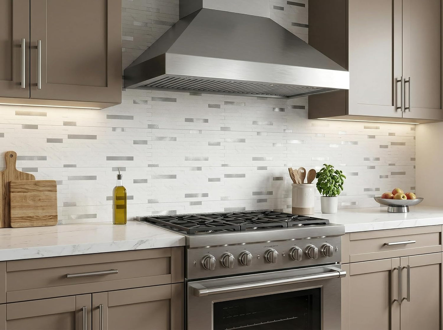Yipscazo 2026 New Upgrade 11.34" X 11.57" Peel and Stick Backsplash, Stick on Backsplash Tiles for Kitchen, Bathroom, Fireplace (10 Sheets, Beige Rocks + Rose Gold)