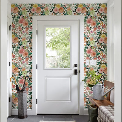 Simon&Siff Floral Peel and Stick Wallpaper, 17.3" x 120" Self Adhesive Wallpaper Boho Flower Kitchen Cabinets Furniture Decorative Renter Friendly Wall Paper