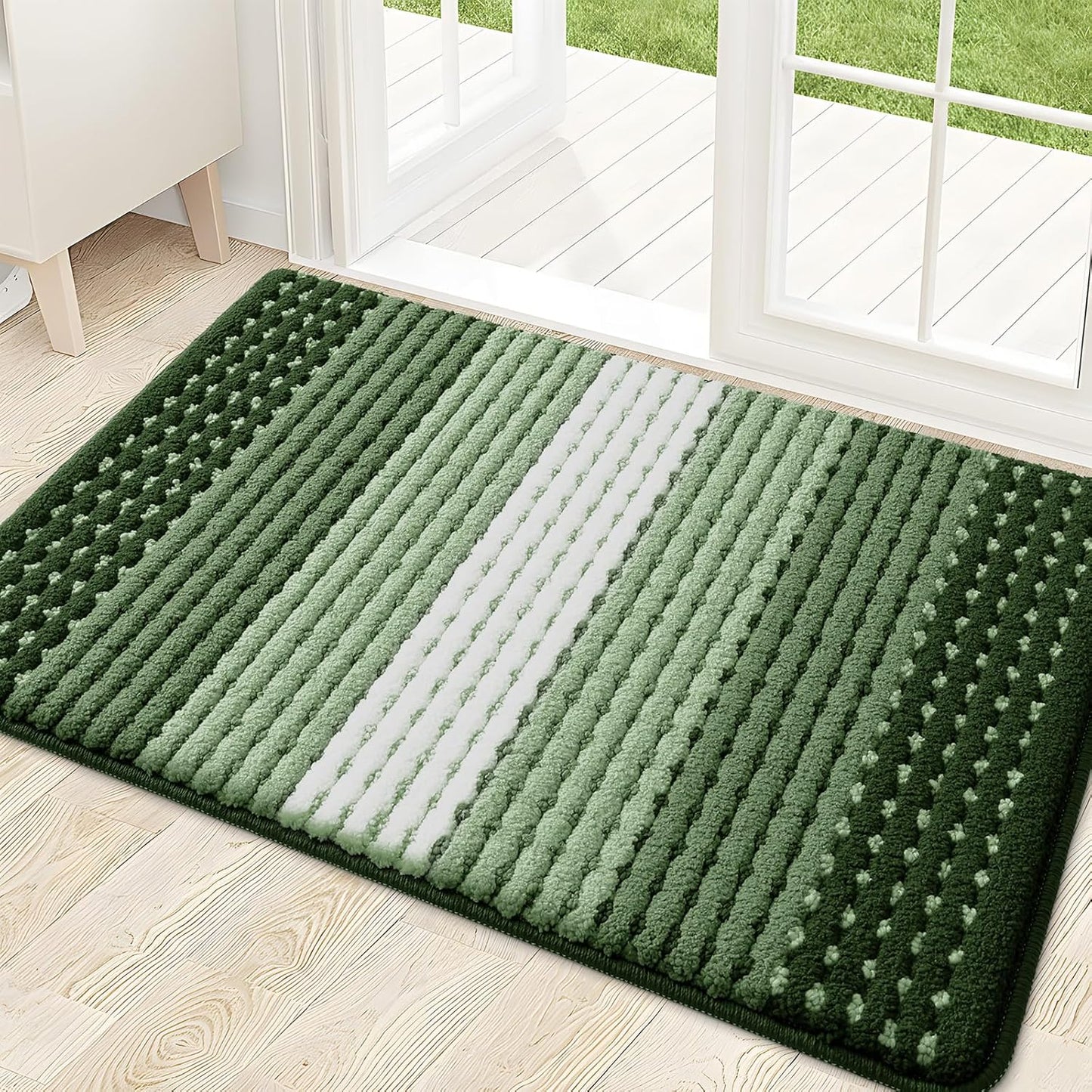 Kitinjoy Indoor Outdoor Door Mat, 32x20 Non-Slip Absorbent Dirt Trapper, Low-Profile Washable Inside Entrance Front Floor Mat, Sturdy Soft Entry Doormats for Entryway, Grey