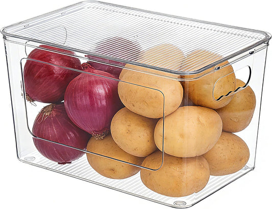 Vtopmart 2 Pack Trash Bag Holder, Stackable Garbage Bag Dispenser for 13/30/33 Gallon Bags, Clear Organizer Bins for Under Kitchen Sink, Laundry Room Organization and Storage