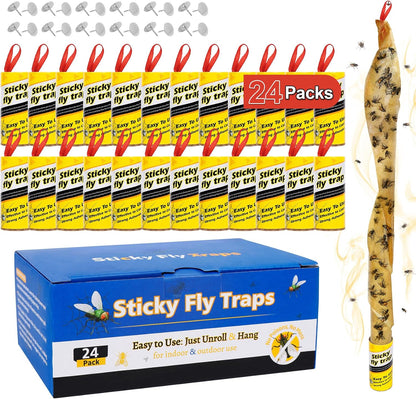 16 Pack Fruit Fly Traps for Indoors, Fly Traps Outdoor, gnat Traps for House Indoor, Fly Strips Tape Killer Catcher Paper Ribbon, Flying Insect Trap for Bug, Gnat, Insect, Mosquito