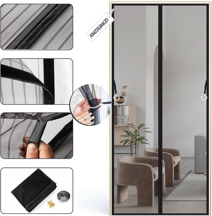 Magnetic Screen Door, 35 x 76 inch Heavy-Duty Reinforced Mesh, Ultra-Dense Weave, Smooth Auto-Close, Pets & Kids – Hands-Free, No-Gap Seal Black - Colors A