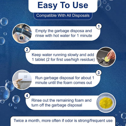 Garbage Disposal Cleaner & Deodorizer Foaming Tablets – Deep Cleans, Reduces Odors & Freshens Kitchen Sink Drain, Disposal Cleaner Tablets for All Garbage Disposals – 24 Count
