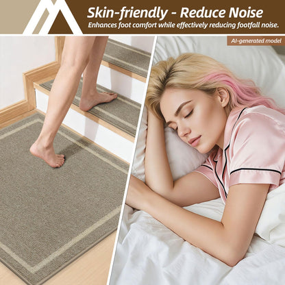 COSY HOMEER Soft Stair Treads Non-Slip Carpet Mat 28inX9in Indoor Stair Runners for Wooden Steps, Stair Rugs for Kids and Dogs, 100% Polyester TPE Backing 4pcs, Grey