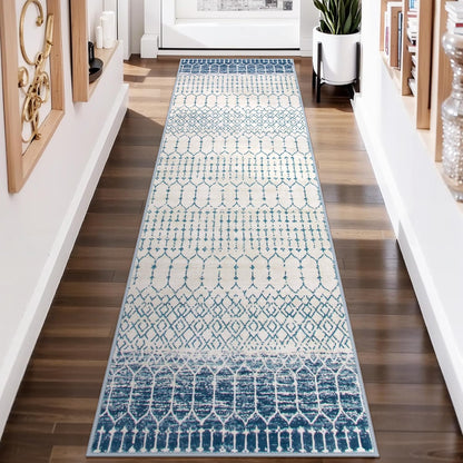 Lahome Moroccan Entry Rug 2x3, Non-Slip Washable Front Indoor Door Mat Rubber Backing Low-Profile Door Rugs, Small Geometric Print Distressed for Entryway Bathroom Kitchen, Black Hana