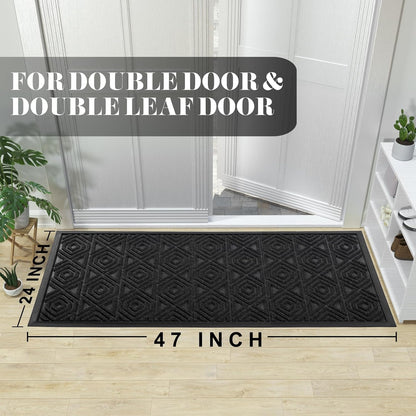 Yimobra Front Door Mat Outside Entrance 29.5x17, Waterproof Heavy Duty Outdoor Mats for Front Door, Non Slip Rubber Entry Mat for Garage Patio Indoor, Grey